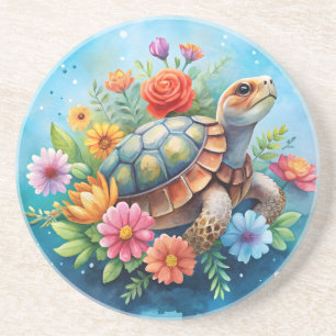 Bloemenschildpad Zandsteen Onderzetter