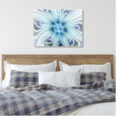 Bloemenschoonheid Abstract Modern Blauw Bloemdriel Canvas Afdruk (Insitu (Slaapkamer))