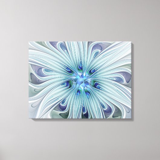 Bloemenschoonheid Abstract Modern Blauw Bloemdriel Canvas Afdruk (Voorkant)
