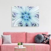 Bloemenschoonheid Abstract Modern Blauw Bloemdriel Canvas Afdruk (Insitu (Woonkamer))