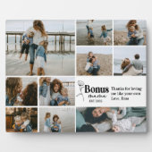 Bloemenschrift Bonus Mama Aangepaste Foto Collage Fotoplaat (Voorkant)