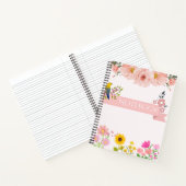 Bloemenschrift met vogel en zonnebloem notitieboek (Binnen)