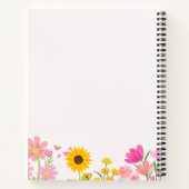 Bloemenschrift met vogel en zonnebloem notitieboek (Achterkant)