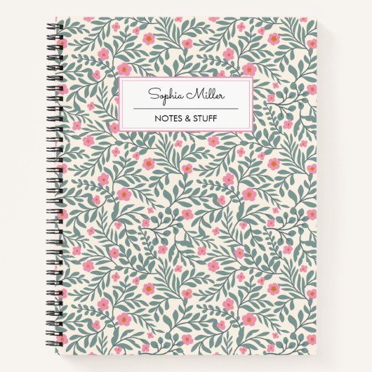  bloemenschrift naam monogram notitieboek (Voorkant)