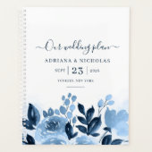 Bloemenschrift Waterverf Navyblauw Bruiloft Planner (Voorkant)