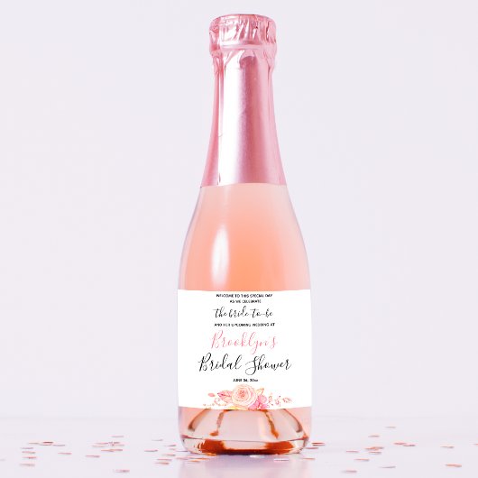 Bloemenschrift Welkom Bruidsfeest Sparkling Wijnetiket