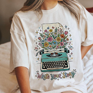 Bloemenschrijfmachine "Schrijf je eigen verhaal" Tri-Blend Shirt