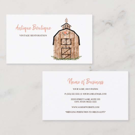 Bloemenschuur Antiek Boerderij Visitekaartje (Voorkant / Achterkant)