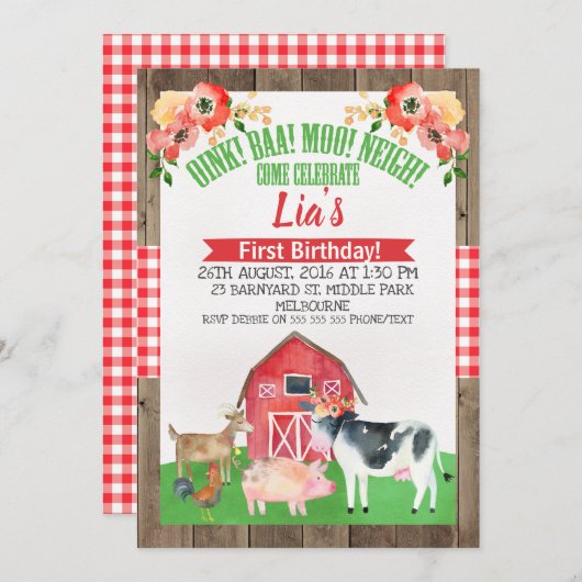 Bloemenschuur boerderij verjaardagsuitnodiging kaart (Voorkant / Achterkant)