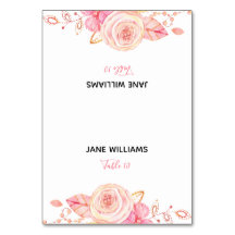 Bloemenscriptuur bruidsshower plaatskaartjes