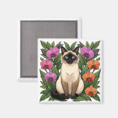bloemense siamees kat magneet (Voorkant / Achterkant)