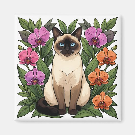 bloemense siamees kat magneet (Voorkant)