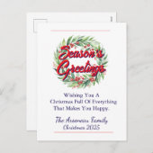 Bloemenseizoen Groetjes Rood Personaliseren Feestdagenkaart (Voorkant / Achterkant)