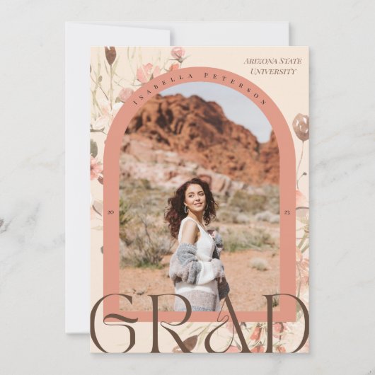 Bloemensereniteit: Boho Arch Lijst Afstuderen Foto Aankondiging (Voorkant)