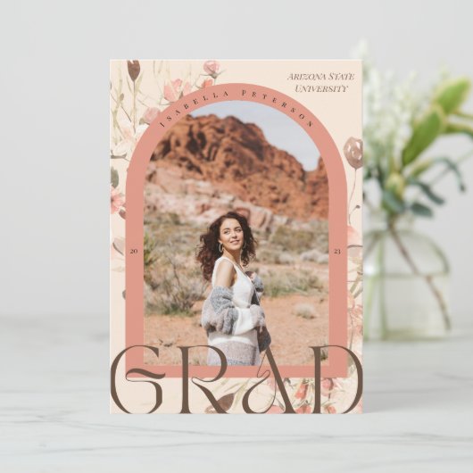 Bloemensereniteit: Boho Arch Lijst Afstuderen Foto Aankondiging (Staand voorkant)