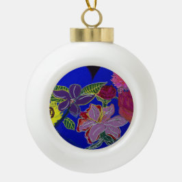 Bloemensessies keramische bal ornament