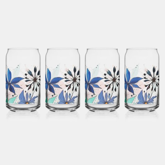 Bloemenset van 4, 16oz, 470ml blikvorm glas (Achterkant)