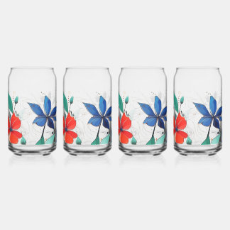 Bloemenset van 4, 16oz, 470ml blikvorm glas