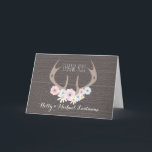 Bloemensier   Dankkaart van Herten Geweien en Boer Bedankkaart<br><div class="desc">Een trouw dankkaart met een illustratie van een paar herten geweien versierd met madeliefjes en pastelbloemen. Deze kaart is ook verkrijgbaar in een kleinere formaat. Zoek naar bijpassende trouw uitnodigingen en meer bij Jill's Paperie.</div>