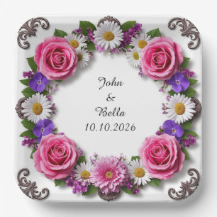 Bloemensier decoratieve krans papieren bordje