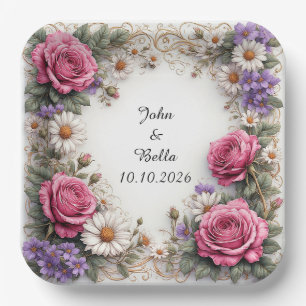 Bloemensier decoratieve krans papieren bordje