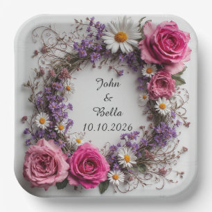 Bloemensier decoratieve krans papieren bordje