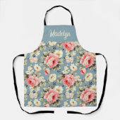 Bloemensier Tuin Bloemen Patroon Monogram Naam Schort (Voorkant)