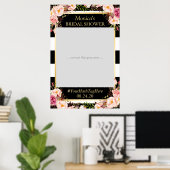 Bloemensier Zwart Wit Goud Bruiloftsshower Fotorek Poster (Thuiskantoor)
