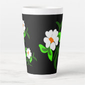 Bloemensieraad zwarte bord latte mok (Voorkant)