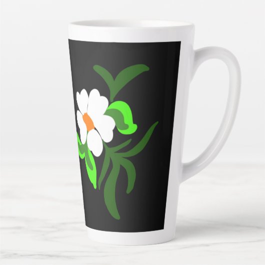 Bloemensieraad zwarte bord latte mok (Rechts)