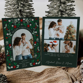 Bloemensierboog Prettig Kerstmis Foto Vakantiewens Kaart