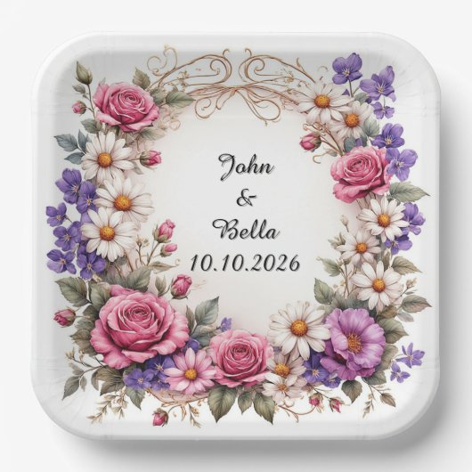 Bloemensierkrans Papieren Bordje (Voorkant)