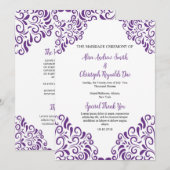 Bloemensjabloon voor trouwwaaierprogramma kaart (Voorkant / Achterkant)