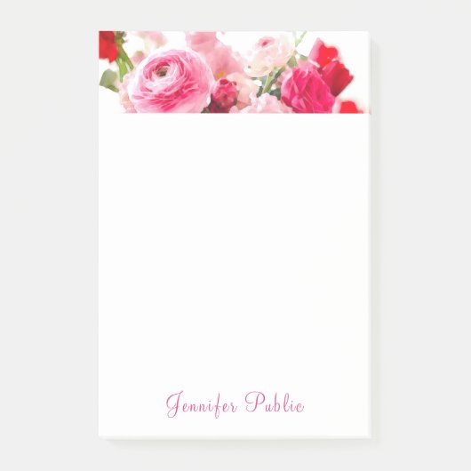 Bloemensjabloon Waterverfrozen Handgeschreven Naam Post-it® Notes (Voorkant)