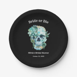 Bloemenskelet Bruid of Sterf Halloween Bruiloft Bo Papieren Bordje