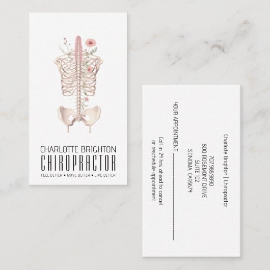 Bloemenskelet Chiropractor Afspraak & Visitekaartje (Voorkant / Achterkant)