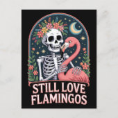 Bloemenskelet Flamingo Halloween Briefkaart (Voorkant)
