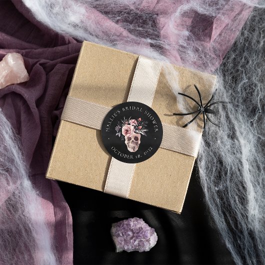 Bloemenskelet Halloween Bruids-Shower Favor Ronde Sticker