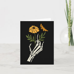Bloemenskelet Hand Bloem Retro Vintage Halloween Kaart