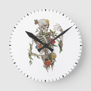 Bloemenskelet Vlinder Botanische Kunst Schedel Ronde Klok