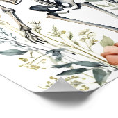 Bloemenskelet Waterverf schilderij Poster (Hoek)