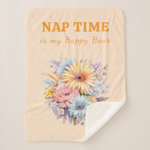 Bloemenslaapmiddag happy hour oranje sherpa deken