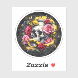 Bloemenslang met schedel Sticker. Sticker