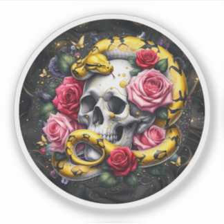 Bloemenslang met schedel Sticker. Sticker