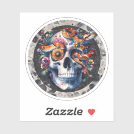 Bloemenslang met schedel Sticker. Sticker