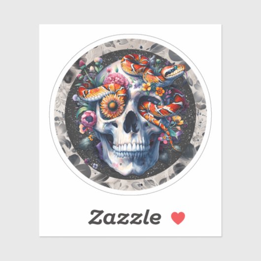 Bloemenslang met schedel Sticker. Sticker (Vel)