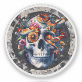 Bloemenslang met schedel Sticker. Sticker
