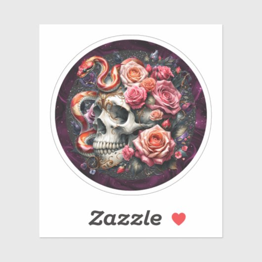 Bloemenslang met schedel Sticker. Sticker (Vel)