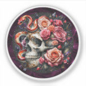 Bloemenslang met schedel Sticker. Sticker (Voorkant)