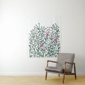 Bloemensleutelhanger met vintage handgetekende blo wandkleed (In situ)